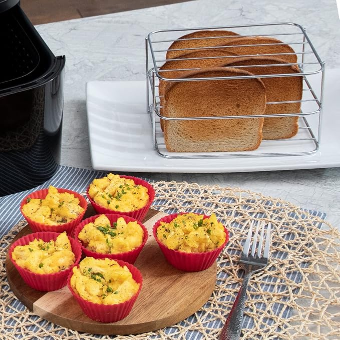 NUWAVE 6 QT Air Fryer Accessories 6 Silicone Egg Liners a Stainless Steel Toaster Rack and a Stainless Steel Bacon Rack (Breakfast Kit)