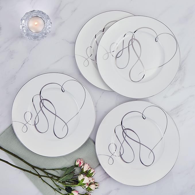 Mikasa Love Story Platinum Banded Salad Plates Set of 4 8.5-Inch