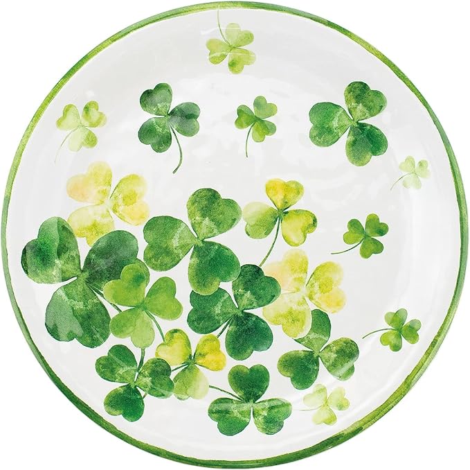 UPware 12 Piece Shamrocks Melamine Dinnerware Sets Outdoor Dishes Set Plates and Bowls Sets St. Patrick's Day Decorations Service for 4 Green