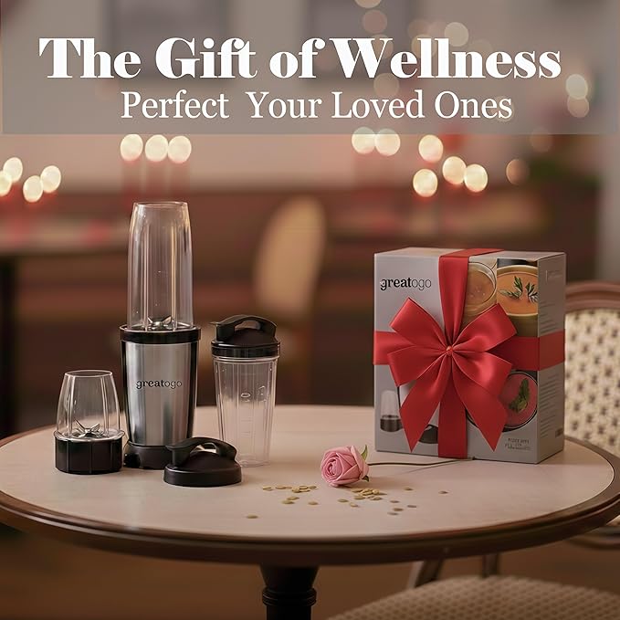 Compact Personal Blender for Smoothies &amp Shakes 2-in-1 Bullet Blender and Grinder with 11-Piece Set 2×24oz To-Go Cups + 10oz Grinding Cup Ice Crushing BPA-Free Dishwasher SafeIdeal Gift