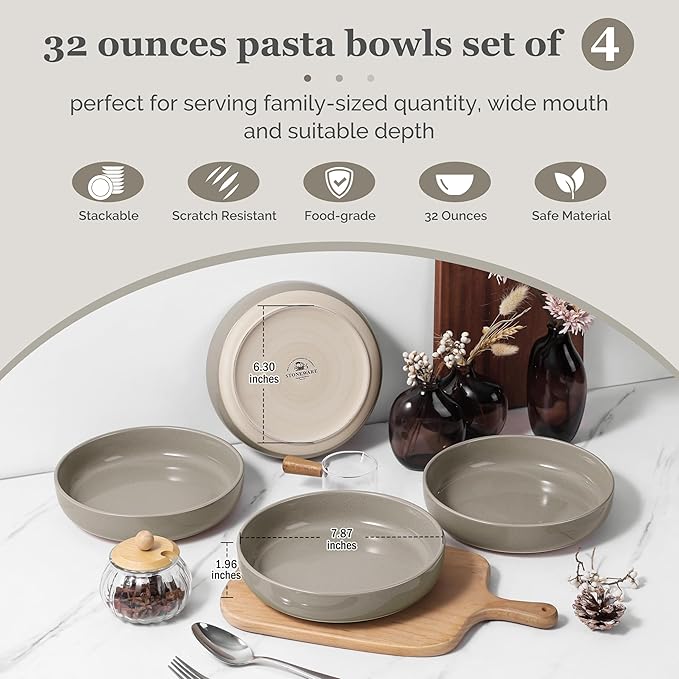 HaWare Dinnerware Sets 16-Piece Stoneware Plates and Bowls Set for 4 Ceramic Dish Set for Home Restaurant Chip and Scratch Resistant Microwave and Dishwasher Safe Speckled Cream Coffee