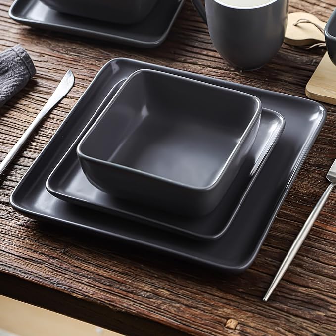 Stone Lain Amy Porcelain Dinnerware Set 24-Piece Service for 6 Gray