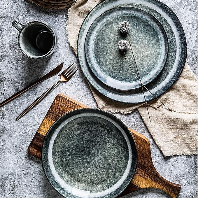 Dinnerware Sets - Luxury Gift Dishes Service Set Porcelain Dinnerware Sets Retro Kiln Changing Glaze 28 Pcs Ceramics Dinner Combination Set Plates Sets for Restaurant