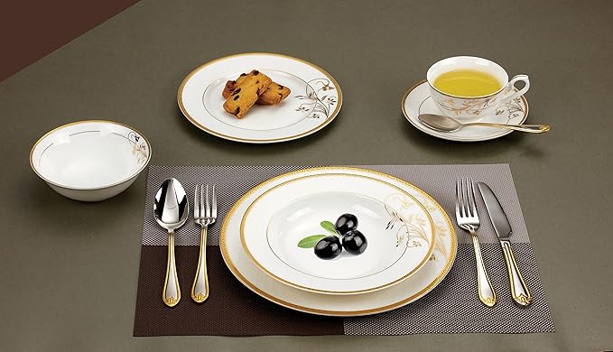 24 Piece Dinnerware Set-Bone China Service for 4 by Lorren Home Trends