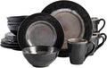 Gibson Dragonstone 16 pc Dinnerware Set Grey Stoneware Gray -