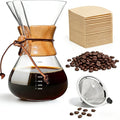 CXY 27oz Pour Over Coffee Maker 8-Cup Borosilicate Glass Drip Coffee Maker with Reusable Stainless Steel Filter Pour Over Coffee Dripper with Wooden Handle Coffee Maker for Home Office Camping