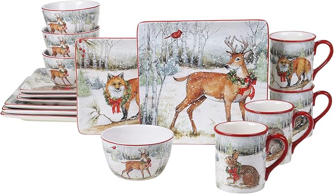 Certified International Winter Forest 16pc Dinnerware Set Service for 4