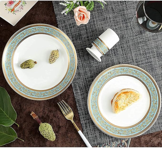 Dinnerware Sets Dish Set22 PiecePorcelain s | Bone China Soup Pot/Cereals Bowls/Steak Plates for Wedding Gifts and Restaurant