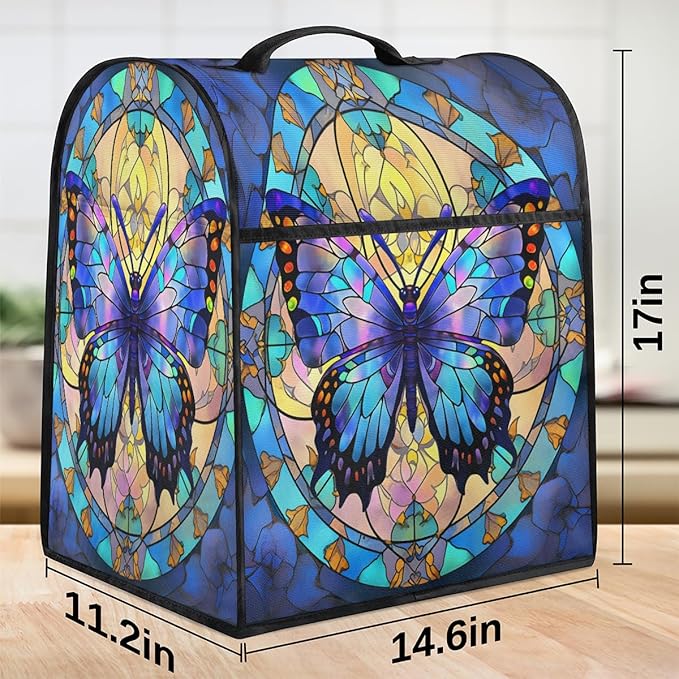 cfpolar Kitchen Aid Mixer Cover Compatible with 6-8 Quarts Butterfly Blue Flower Stand Mixer Cover Kitchen Aid Mixers Accessories Appliance Organizer Bag Dust Covers with Zipper Pocket