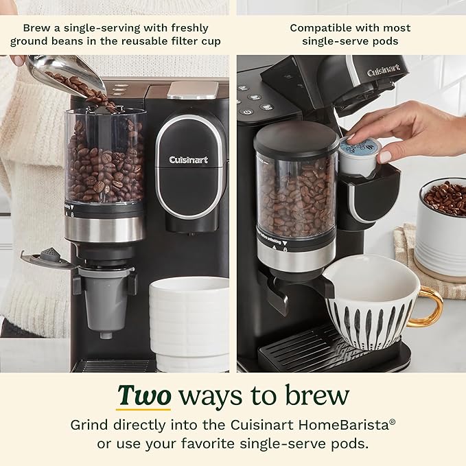 Cuisinart Single-Serve Coffee Maker + Coffee Grinder with 8 oz. 10 oz. and 12 oz. Serving Size Compatible with Single-Cup Pods 48-Ounce Removable Reservoir Stainless Steel DGB-2