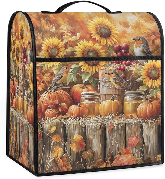 cfpolar Kitchen Aid Mixer Cover Compatible with 6-8 Quarts Pumpkin Sunflower Bird Fall Stand Mixer Cover Kitchen Aid Mixers Accessories Appliance Organizer Bag Dust Covers with Zipper Pocket