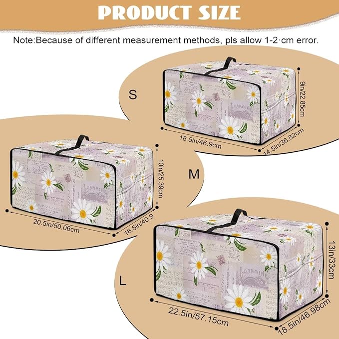 Doojoayie 4 Slice Toaster Oven Covers for Kitchen Counter Daisy Print Toaster Cover 18.5x14.5x 9 Small Appliance Dust Protector Kitchen Decoration Gifts for Women
