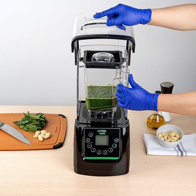 Restaurantware-Hi Tek 3 HP Commercial Blender 1 Variable Speed Heavy-Duty Blender - 48-Ounce Tritan Jar Sound Enclosure White Plastic Industrial Programmable Touchpad