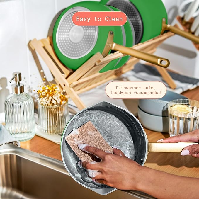 12-Piece Ceramic Non-Stick Cookware Set | Pots and Pans with Strainer Lids &amp Pour Spouts | Induction &amp Oven Safe to 500°F | PFOA-Free Stay-Cool Handles