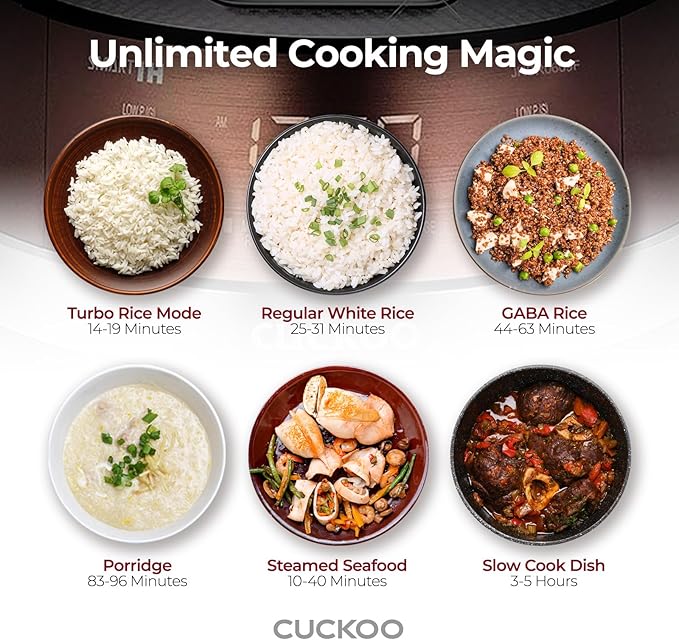 Cuckoo CRP-JHSR0609F Multifunctional and Programmable Electric Induction Heating Pressure Rice Cooker 3-Language Voice Navigation Intelligent Cooking Algorithm - 6 Cups Made in Korea Brown