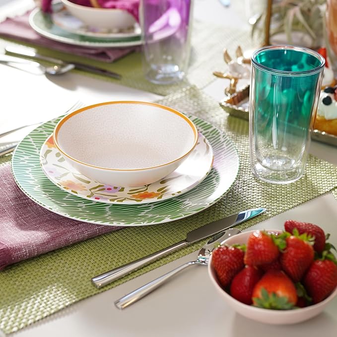 TervisHome Melamine Dinner Plates - Set of 4 | Enchanted Garden Collection | Durable Stoneware-like Quality Dishwasher Safe Perfect for Indoor and Outdoor Use