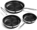 Innerwell Nonstick Frying Pan Set8 Inch&amp9.5 Inch&amp11 Inch Tri-Ply Hybrid Stainless Steel Ceramic Frying Pans Kitchen Cooking Pan Skillet 3 Piece PFAS/PFOA/PTFE FreeDishwasher &amp Oven Safe