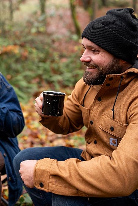 Stansport Enamel 8-Cup Percolator Coffee Pot and 4-Mug Set - Heavy-Duty Campfire Coffee Maker with 12oz Mugs - Percolator Stem Included - Double Baked Enamelware for Camping Hiking RV &amp Cabin