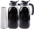 Cold Brew Coffee Maker Half Gallon 2 Set Glass Mason Jar Pitcher With Spout Lid Filter 2 Quart Wide Mouth Iced Tea Brewing Jug Heavy Duty Handle Airtight &amp Leak-Proof Pitcher For Fridge Sun Tea 64