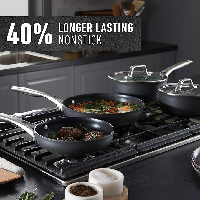 Calphalon Premier Hard-Anodized Nonstick Cookware Set 8-Piece Metal Utensil Safe PFOA-Free
