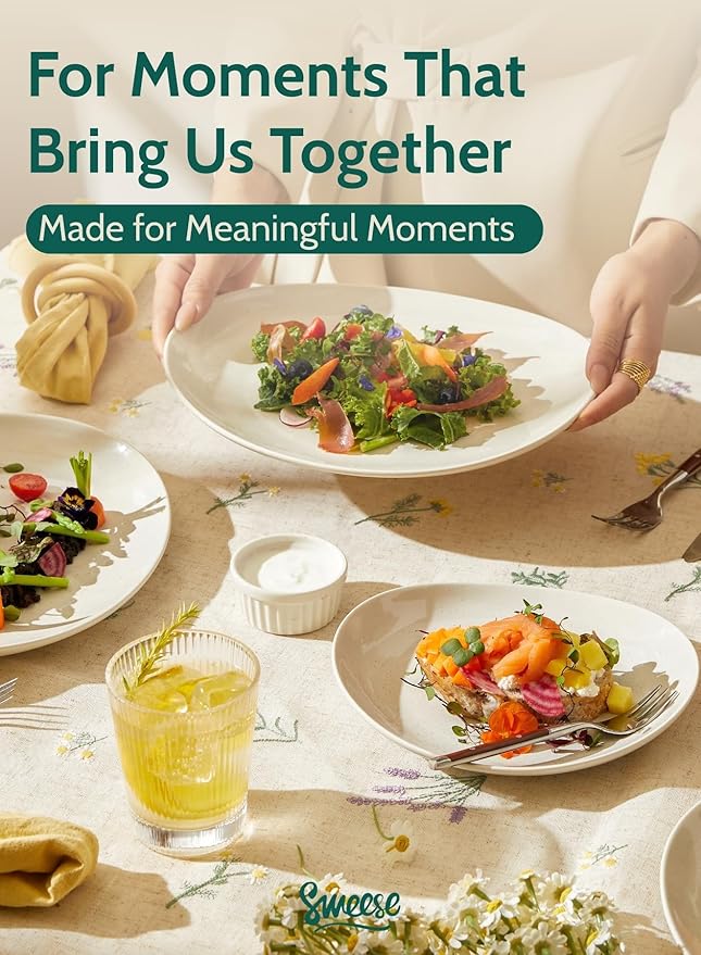 Sweese Porcelain Dinner Plates 11 Inch Set of 6 - Scratch Resistant Microwave Oven Safe Plates in Grey