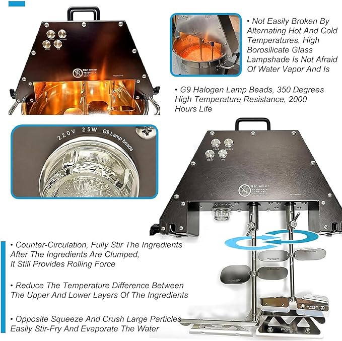 Large Feed Opening Commercial Grade Tomato Milling Machine Pure Copper Motor Sauce Maker with 25W Warm Light Source220V