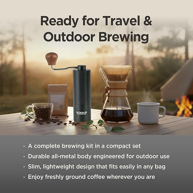 Manual Coffee Grinder - Stainless Steel Conical Burr with Adjustable Setting Double Bearing - Max Capacity 0.88oz Hand Grinder for Home Travel and Camping and Gift
