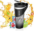 Portable Blender Cup 6 Blade Smoothie Maker Shaker Bottle 460ml USB Rechargeable Juicer with Self for Fruits and Vegetables (Black)