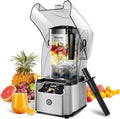 WantJoin Commercial Professional Blender With Shield Quiet Sound Enclosure 2200W Industries Strong and Quiet Professional-Grade Power Self-Cleaning Silver