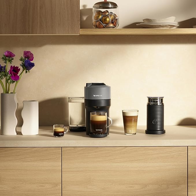 Nespresso Vertuo Pop+ Coffee and Espresso Maker by Breville with Milk Frother Dark Grey