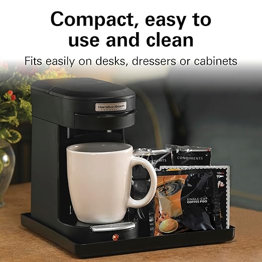 Hamilton Beach Commercial 1 Cup Pod Coffeemaker Black Single Serve Coffee Brewer HDC200B