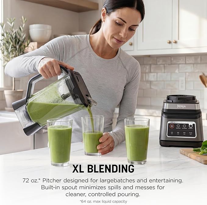 Ninja BN751 Professional Plus DUO Blender 1400 Peak Watts 3 Auto-IQ Programs for Smoothies Frozen Drinks &amp Nutrient Extractions 72-oz. Total Crushing Pitcher &amp (2) 24 oz. To-Go Cups Black