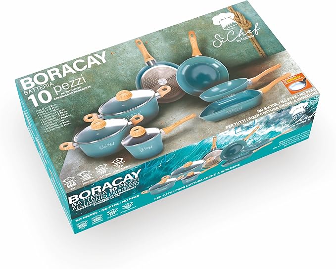Boracay SìChef 10-Piece Non-Stick Ceramic Coated Aluminium Alloy Induction Cooker Set