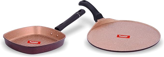 Sumeet Nonstick Granite Finish JHAROKHA Cookware Set (Tawa 30.5cm Dia + Grill Pan 22cm Dia)