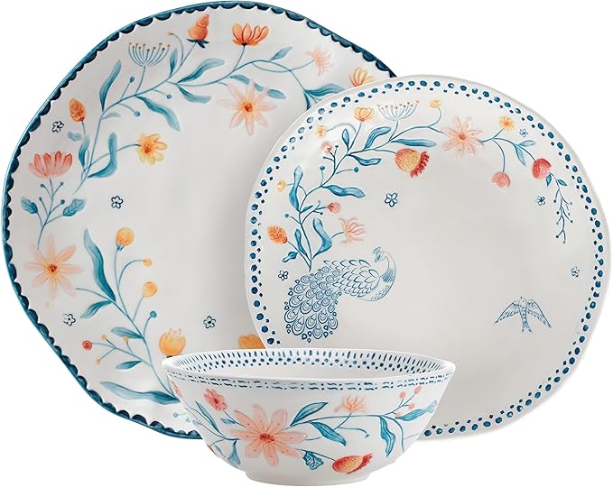 Fitz and Floyd Gracie Floral 12 Piece Dinnerware Set Service for 4