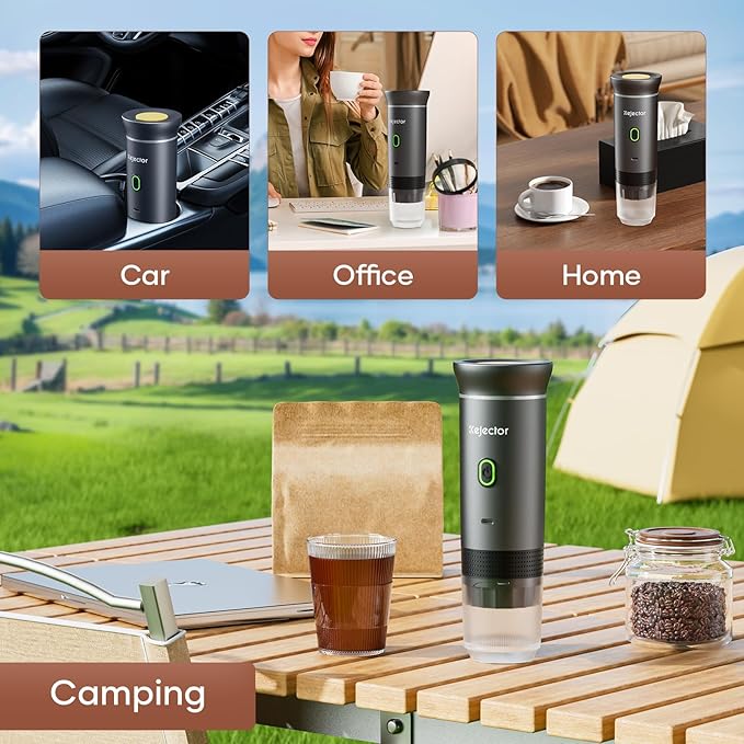 Portable Battery Coffee Maker Espresso Machine 20 Bar Nano Car Coffee Mini Espresso Machines Self-Heating Electric Espresso Maker USB-C 3-in-1 Ground Coffee &amp NS Capsule Pod RV Hiking Camping