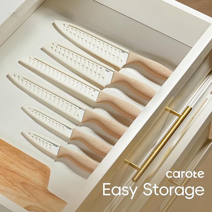 CAROTE 22PCS Cookware Set with Knife Set