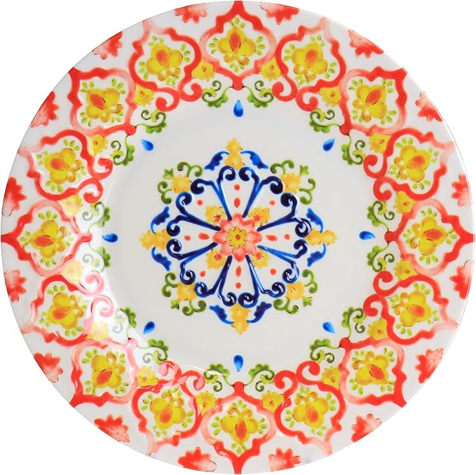 Gates California Designs 12 Piece Dinnerware Set in Multi-Color Multi Color Floral Traditional Round Dishwasher Safe