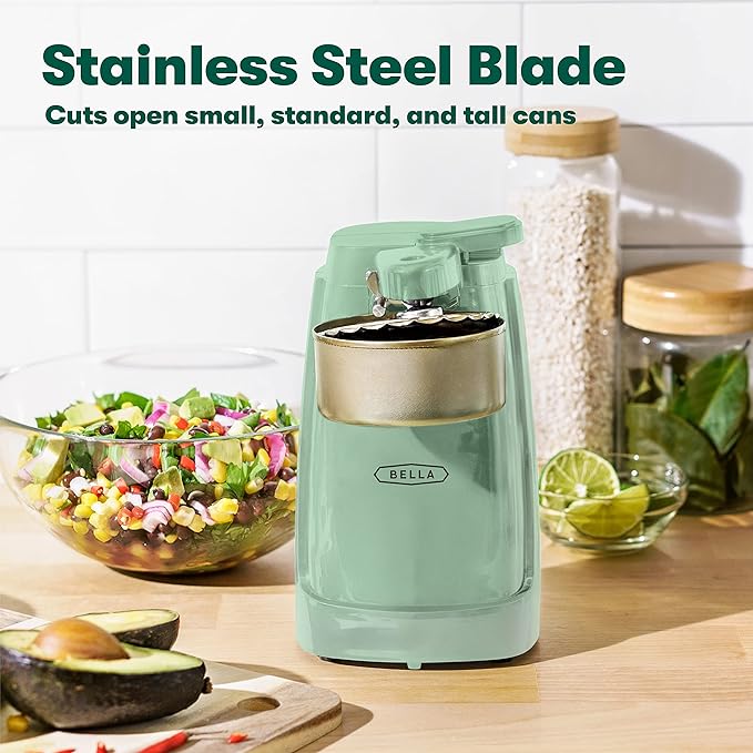 BELLA 2 Slice Toaster with Auto Shut Off - Extra Wide Slots &amp Removable Crumb Tray and Cancel &amp Electric Can Opener and Knife Sharpener Multifunctional Jar and Bottle Opener