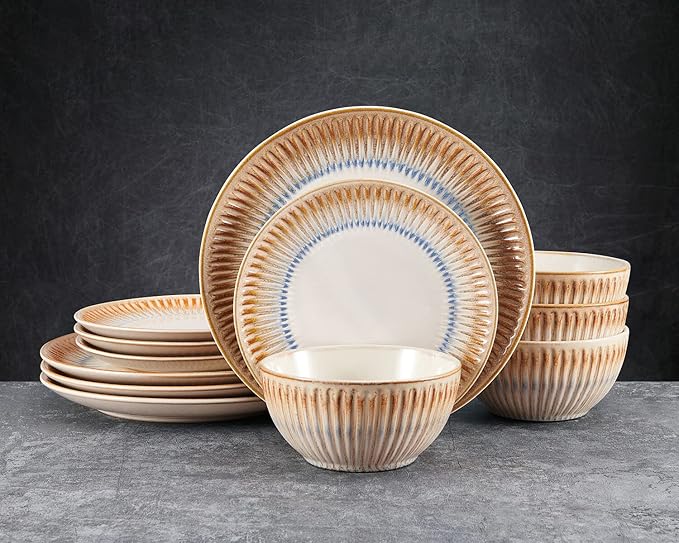 Pfaltzgraff Hensley Taupe 12 Piece Dinnerware Set Service For 4