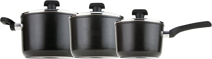 Prestige Duraforge Induction Aluminium Saucepan Black Set of 3