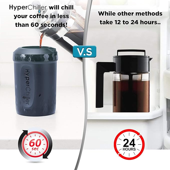 HyperChiller HC2BG Patented Iced Coffee/Beverage Cooler NEW IMPROVEDSTRONGER AND MORE DURABLE! Ready in One Minute Reusable for Iced Tea Wine Spirits Alcohol Juice 12.5 Oz Slate Blue