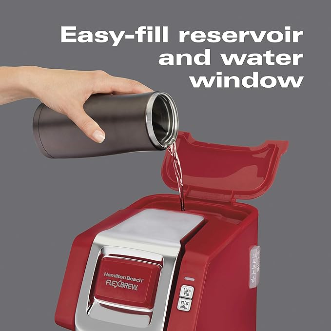 Hamilton Beach 49945 FlexBrew Single-Serve Coffee Maker Compatible with Pod Packs and Grounds 1 Cup Red