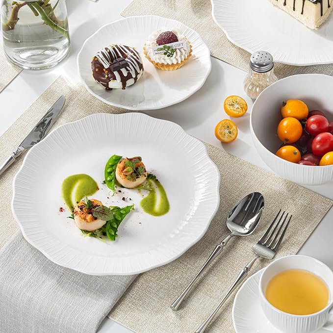 Porcelain Dinnerware Sets for 4 12 Piece Plates and Bowls Set Scratch-Resistant Microwave &amp Dishwasher Safe Dishes Kitchen and Dining Dishware