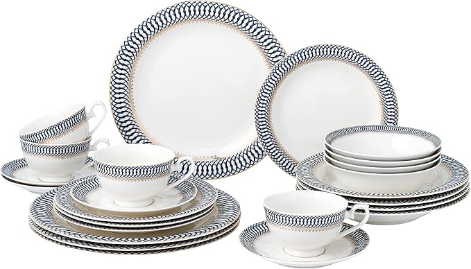 24 Piece Dinnerware Set-Bone China Service for 4 by Lorren Home Trends