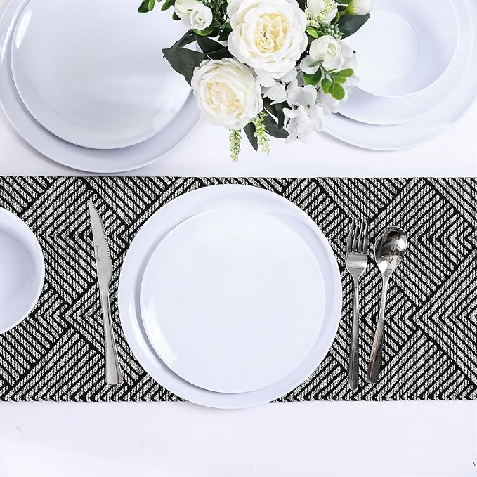 Melamine Dinnerware Sets18-piece Melamine Plates and Bowls Set Unbreakable Dishes Set for 6 Dishwasher SafeIndoor and Outdoor UseLightweightWhite
