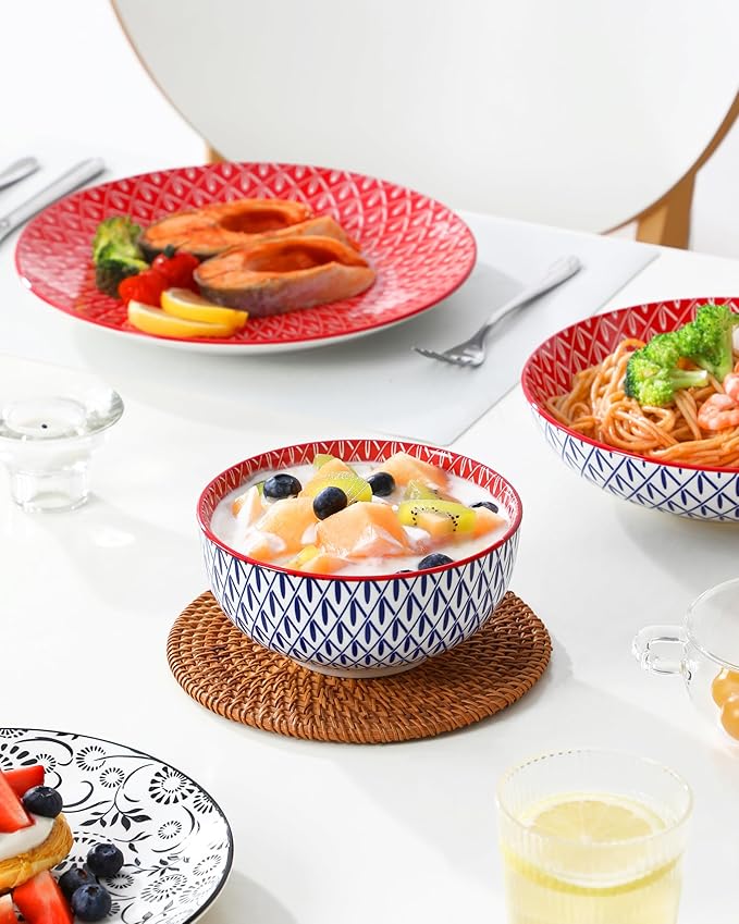 vancasso SELENE Plates and Bowls Set for 6 24 Pieces Dinnerware Sets Mircowave and Dishwasher Safe Dishes Set Porcelain Muted Dinnerware