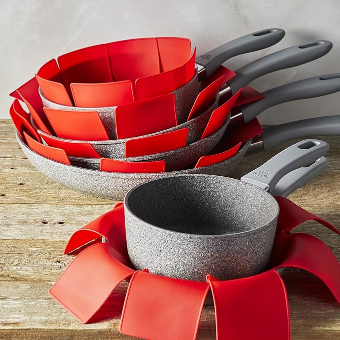 BALLARINI Accessories 5-pc 15.7-inch Silicone Cookware Protecters Made in Italy Red