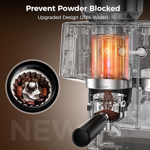 COWSAR (2025 New) Espresso Machines with Built-in Anti-Clog 20 Bar Expresso Coffee Machines with Milk Frother Steam Wand Commercial Espresso Machine with Grinder for Latte Cappuccino Americano