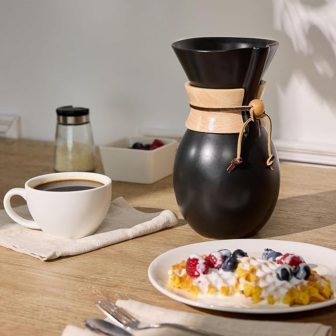 Ceramic Pour Over Coffee Maker with 20 pcs Paper Filter 8-Cup 34oz Pour Over Coffee Dripper